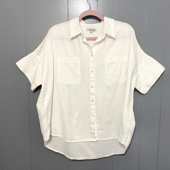 NEW Madewell White Cotton Courier Button DownOversized Boxy Classic Shirt L - Picture 3 of 9
